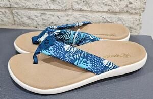 Spenco Victoria Memory Foam Supportive Sandal Flipflop Tropical Blue W Sz 8 NEW